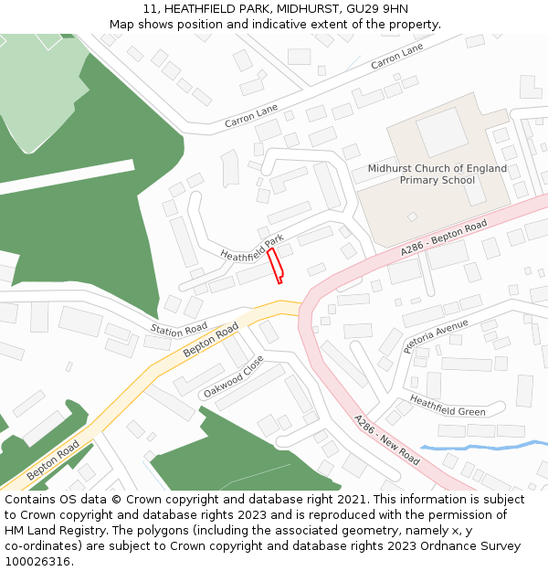 11, HEATHFIELD PARK, MIDHURST, GU29 9HN: Location map and indicative extent of plot