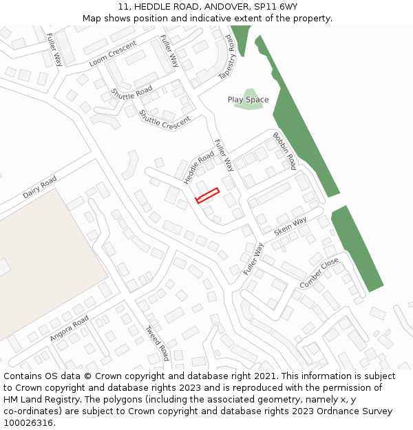 11, HEDDLE ROAD, ANDOVER, SP11 6WY: Location map and indicative extent of plot