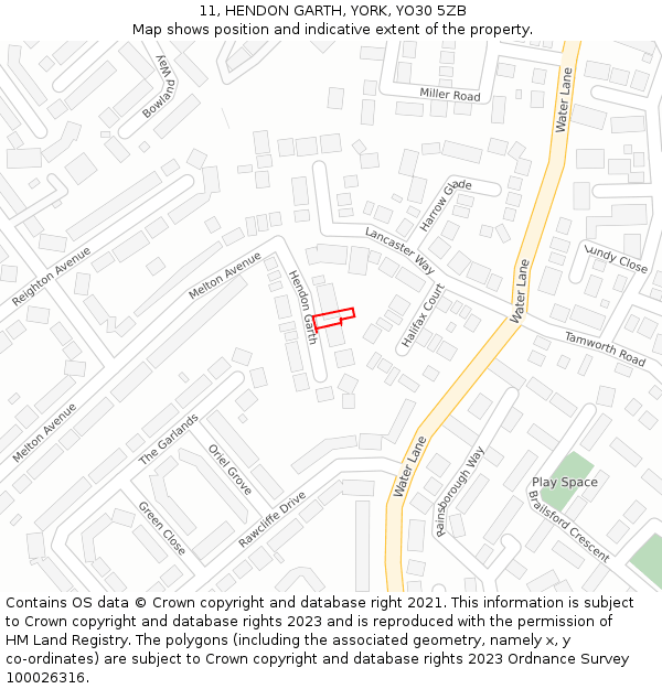 11, HENDON GARTH, YORK, YO30 5ZB: Location map and indicative extent of plot