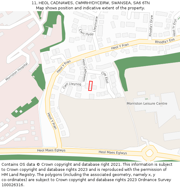 11, HEOL CADNAWES, CWMRHYDYCEIRW, SWANSEA, SA6 6TN: Location map and indicative extent of plot