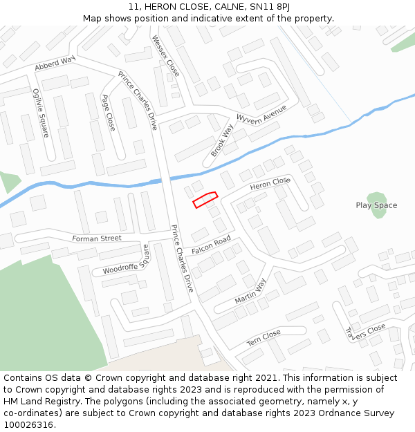 11, HERON CLOSE, CALNE, SN11 8PJ: Location map and indicative extent of plot