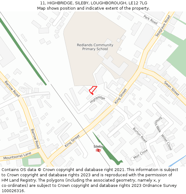 11, HIGHBRIDGE, SILEBY, LOUGHBOROUGH, LE12 7LG: Location map and indicative extent of plot