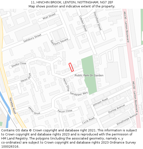 11, HINCHIN BROOK, LENTON, NOTTINGHAM, NG7 2EF: Location map and indicative extent of plot