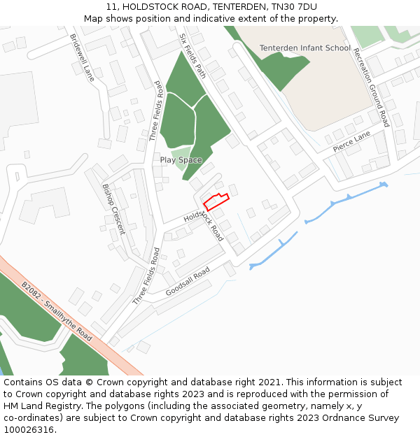 11, HOLDSTOCK ROAD, TENTERDEN, TN30 7DU: Location map and indicative extent of plot