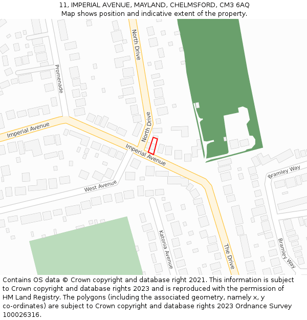 11, IMPERIAL AVENUE, MAYLAND, CHELMSFORD, CM3 6AQ: Location map and indicative extent of plot