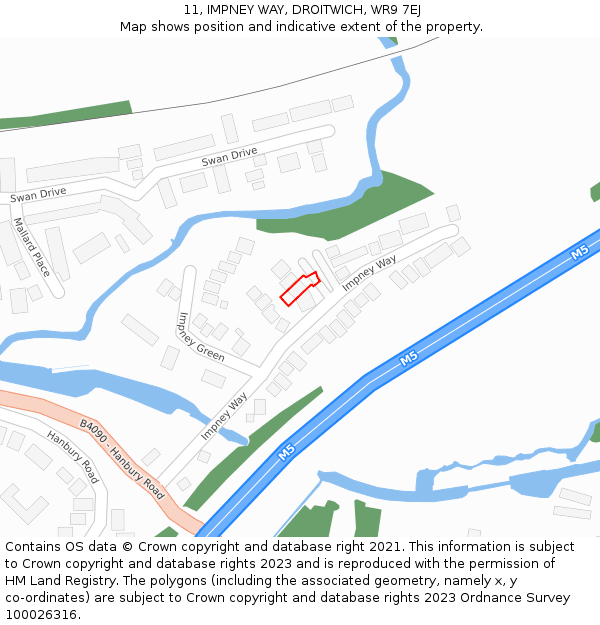11, IMPNEY WAY, DROITWICH, WR9 7EJ: Location map and indicative extent of plot