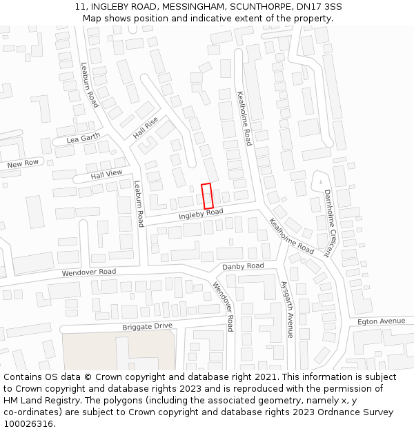 11, INGLEBY ROAD, MESSINGHAM, SCUNTHORPE, DN17 3SS: Location map and indicative extent of plot