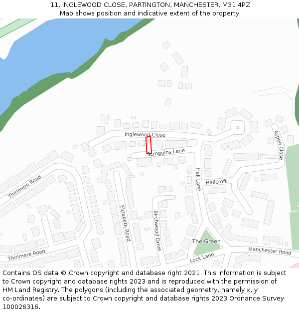 11, INGLEWOOD CLOSE, PARTINGTON, MANCHESTER, M31 4PZ: Location map and indicative extent of plot