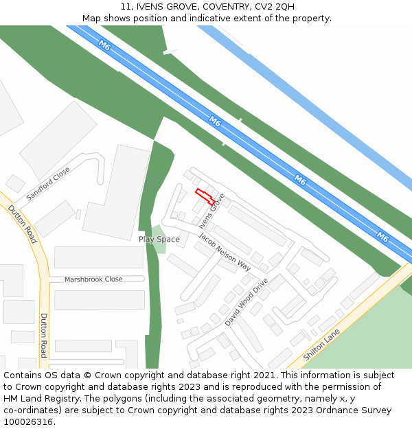 11, IVENS GROVE, COVENTRY, CV2 2QH: Location map and indicative extent of plot