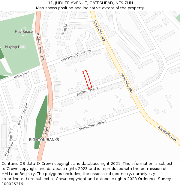 11, JUBILEE AVENUE, GATESHEAD, NE9 7HN: Location map and indicative extent of plot