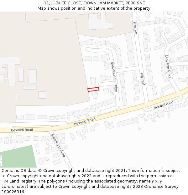 11, JUBILEE CLOSE, DOWNHAM MARKET, PE38 9NE: Location map and indicative extent of plot