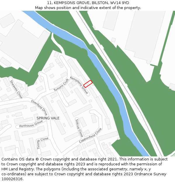 11, KEMPSONS GROVE, BILSTON, WV14 9YD: Location map and indicative extent of plot