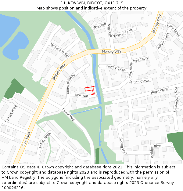 11, KEW WIN, DIDCOT, OX11 7LS: Location map and indicative extent of plot