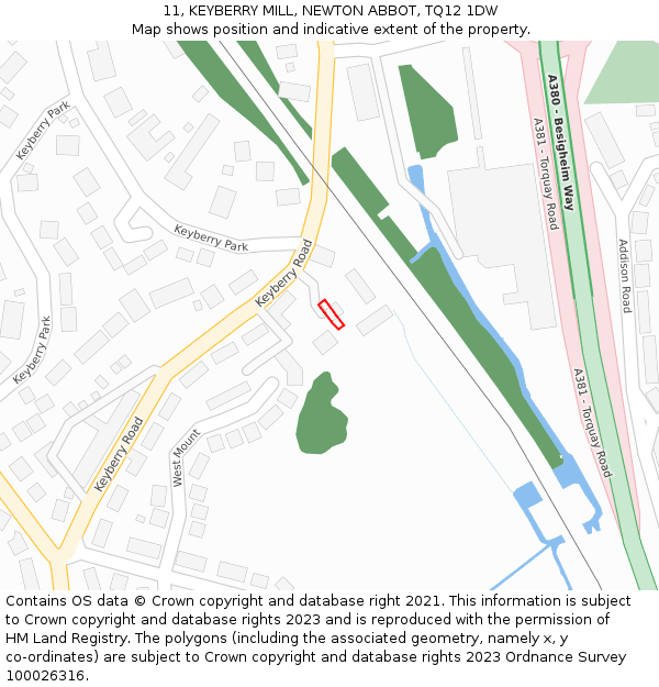 11, KEYBERRY MILL, NEWTON ABBOT, TQ12 1DW: Location map and indicative extent of plot