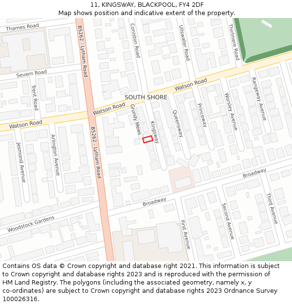 11, KINGSWAY, BLACKPOOL, FY4 2DF: Location map and indicative extent of plot