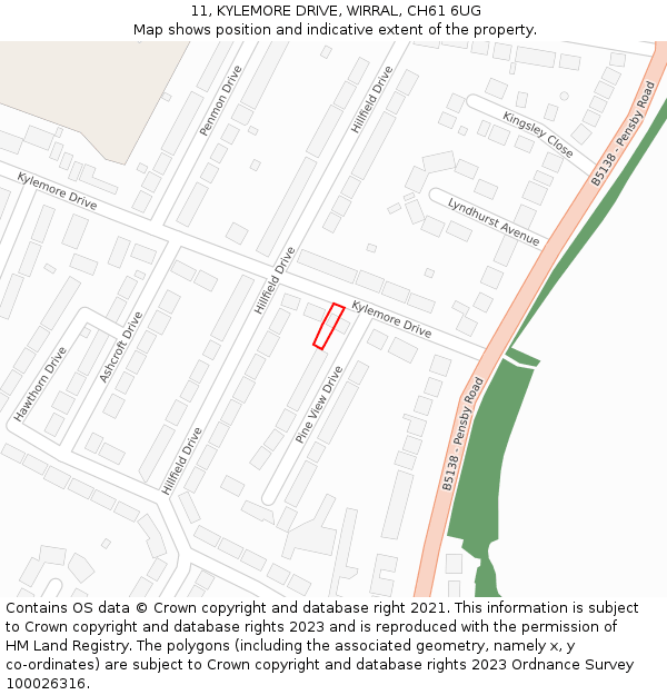 11, KYLEMORE DRIVE, WIRRAL, CH61 6UG: Location map and indicative extent of plot
