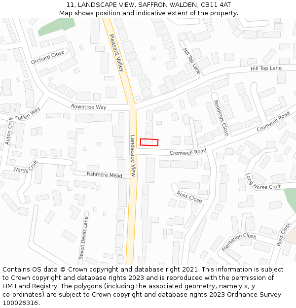 11, LANDSCAPE VIEW, SAFFRON WALDEN, CB11 4AT: Location map and indicative extent of plot