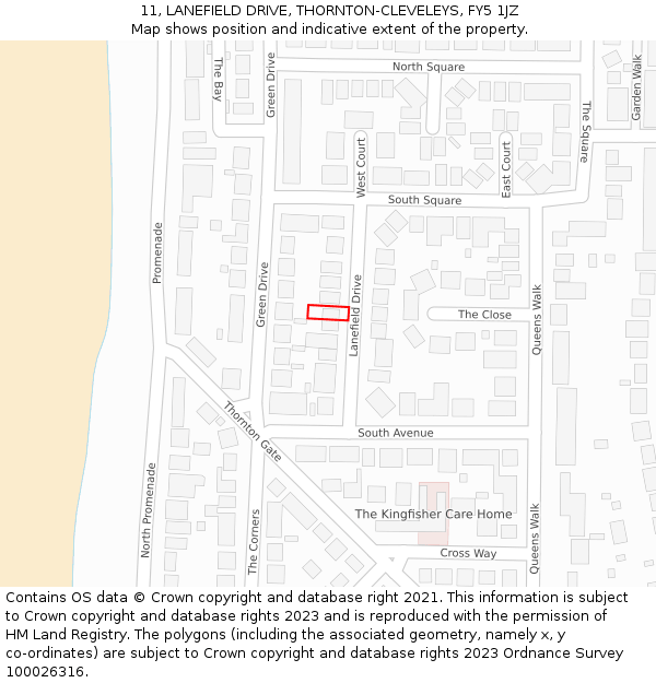 11, LANEFIELD DRIVE, THORNTON-CLEVELEYS, FY5 1JZ: Location map and indicative extent of plot