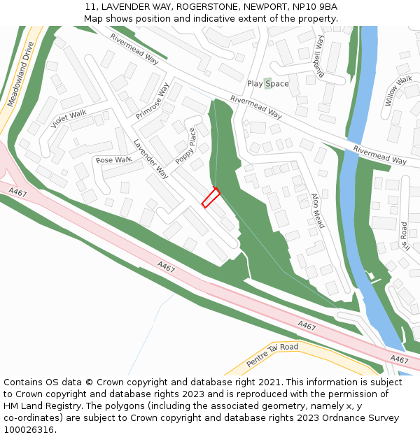 11, LAVENDER WAY, ROGERSTONE, NEWPORT, NP10 9BA: Location map and indicative extent of plot