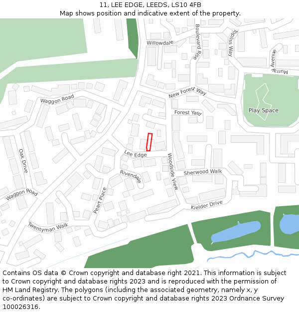 11, LEE EDGE, LEEDS, LS10 4FB: Location map and indicative extent of plot