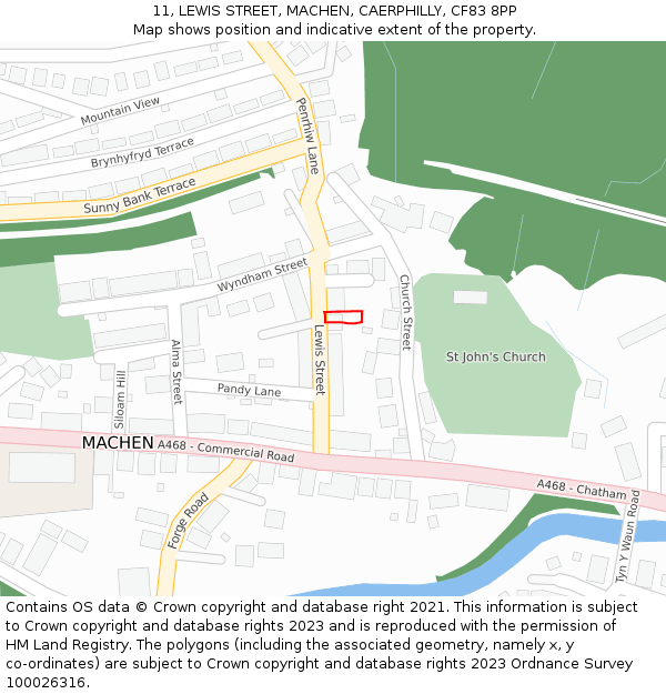 11, LEWIS STREET, MACHEN, CAERPHILLY, CF83 8PP: Location map and indicative extent of plot