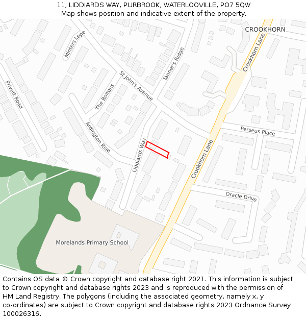11, LIDDIARDS WAY, PURBROOK, WATERLOOVILLE, PO7 5QW: Location map and indicative extent of plot