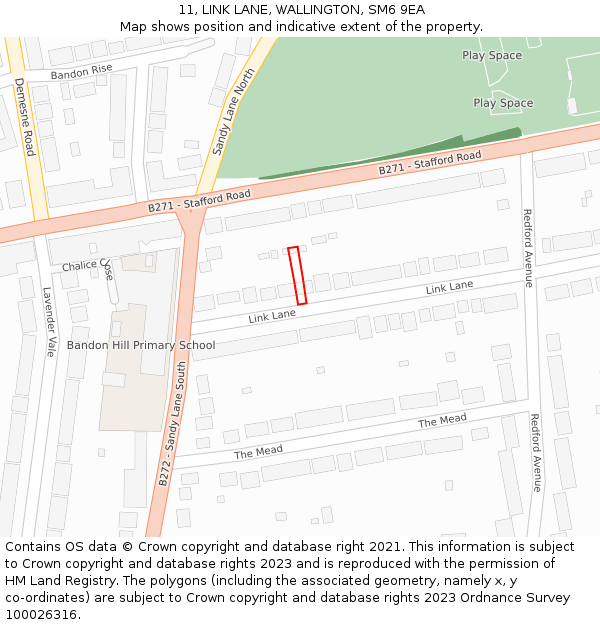 11, LINK LANE, WALLINGTON, SM6 9EA: Location map and indicative extent of plot