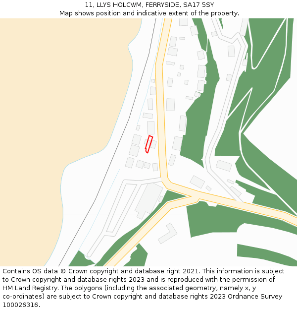 11, LLYS HOLCWM, FERRYSIDE, SA17 5SY: Location map and indicative extent of plot