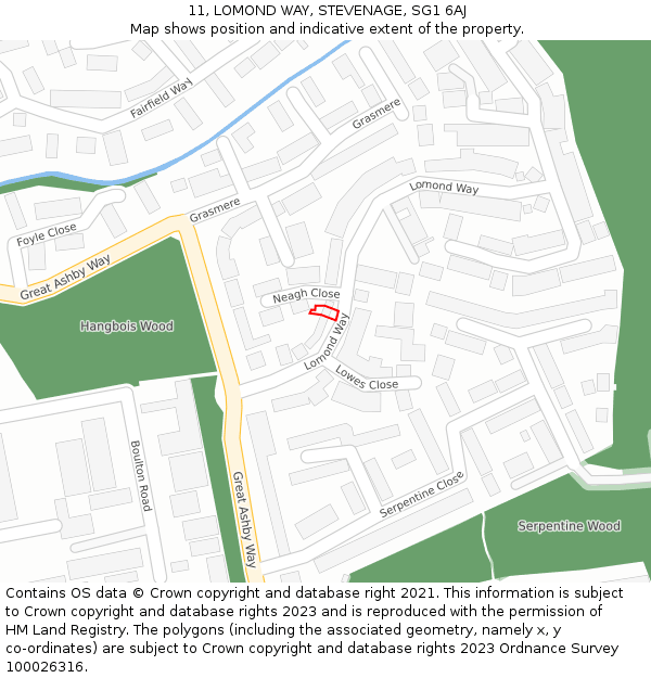 11, LOMOND WAY, STEVENAGE, SG1 6AJ: Location map and indicative extent of plot