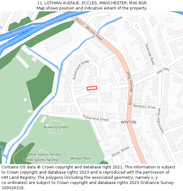 11, LOTHIAN AVENUE, ECCLES, MANCHESTER, M30 8GR: Location map and indicative extent of plot