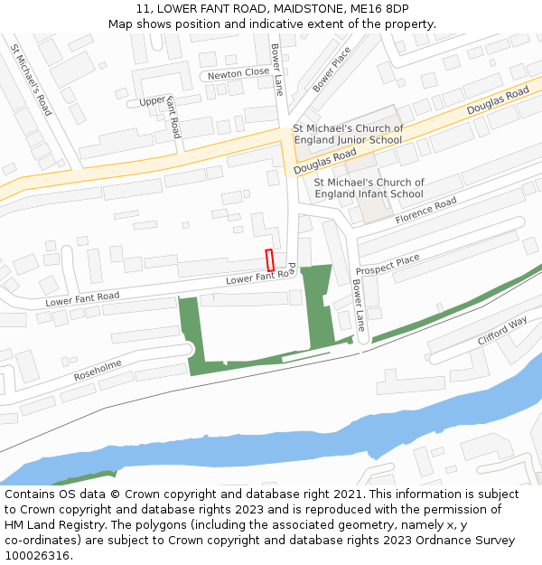 11, LOWER FANT ROAD, MAIDSTONE, ME16 8DP: Location map and indicative extent of plot