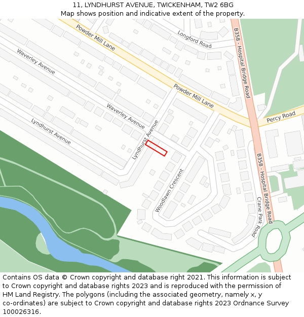 11, LYNDHURST AVENUE, TWICKENHAM, TW2 6BG: Location map and indicative extent of plot