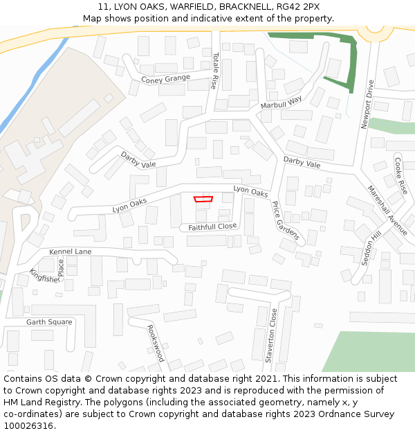 11, LYON OAKS, WARFIELD, BRACKNELL, RG42 2PX: Location map and indicative extent of plot
