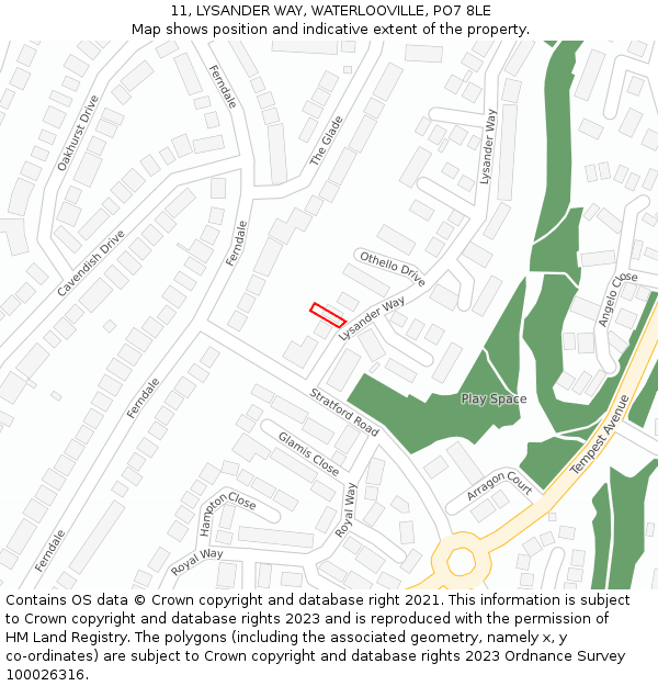 11, LYSANDER WAY, WATERLOOVILLE, PO7 8LE: Location map and indicative extent of plot