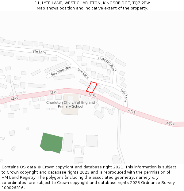 11, LYTE LANE, WEST CHARLETON, KINGSBRIDGE, TQ7 2BW: Location map and indicative extent of plot