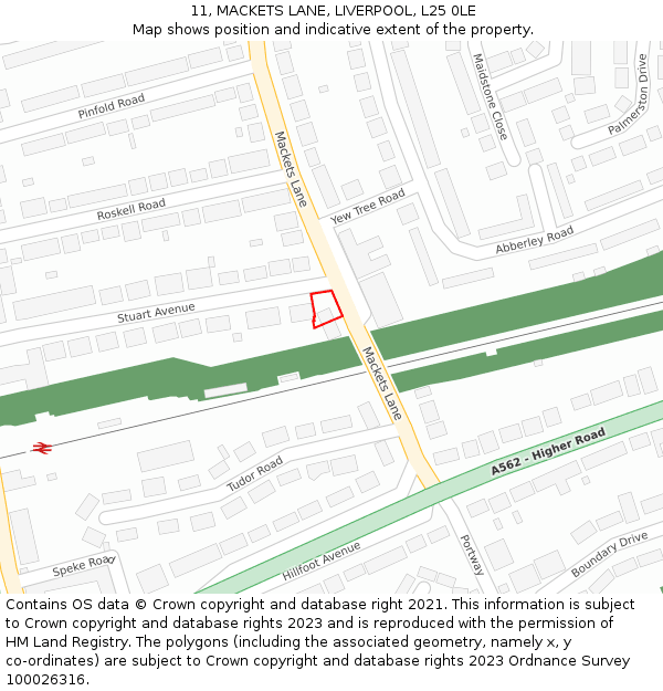 11, MACKETS LANE, LIVERPOOL, L25 0LE: Location map and indicative extent of plot