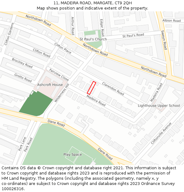 11, MADEIRA ROAD, MARGATE, CT9 2QH: Location map and indicative extent of plot