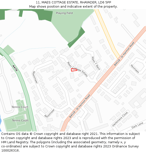 11, MAES COTTAGE ESTATE, RHAYADER, LD6 5PP: Location map and indicative extent of plot