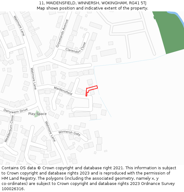 11, MAIDENSFIELD, WINNERSH, WOKINGHAM, RG41 5TJ: Location map and indicative extent of plot