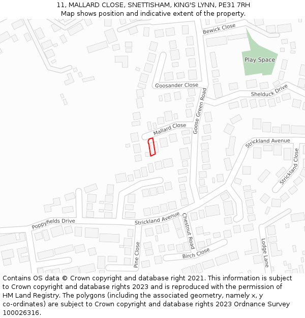 11, MALLARD CLOSE, SNETTISHAM, KING'S LYNN, PE31 7RH: Location map and indicative extent of plot