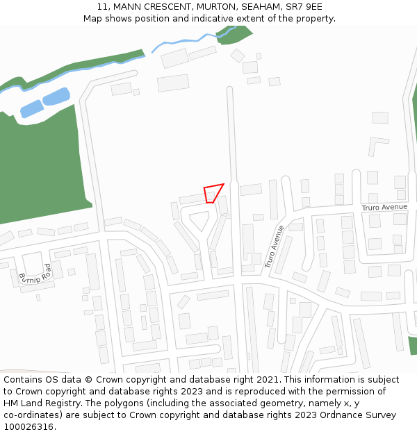 11, MANN CRESCENT, MURTON, SEAHAM, SR7 9EE: Location map and indicative extent of plot