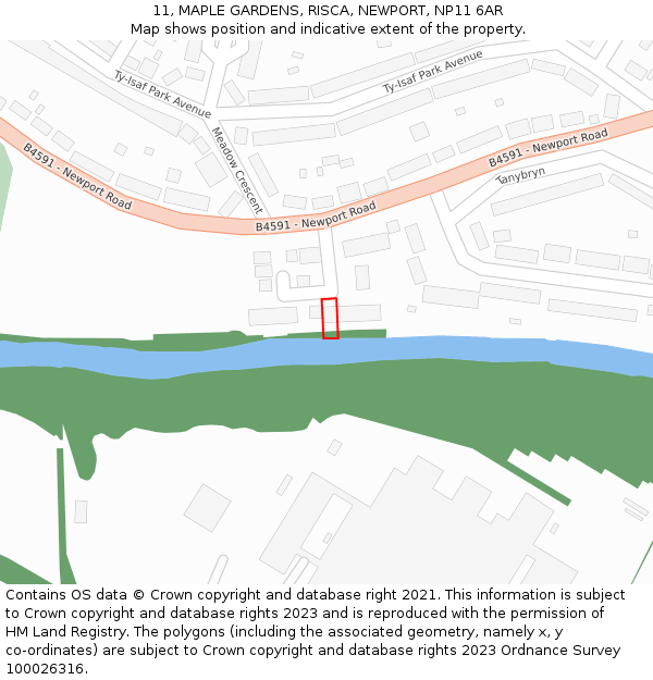 11, MAPLE GARDENS, RISCA, NEWPORT, NP11 6AR: Location map and indicative extent of plot