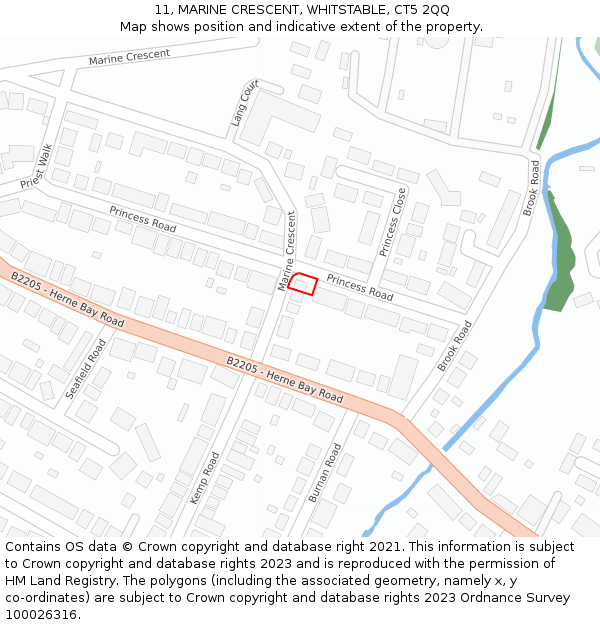 11, MARINE CRESCENT, WHITSTABLE, CT5 2QQ: Location map and indicative extent of plot