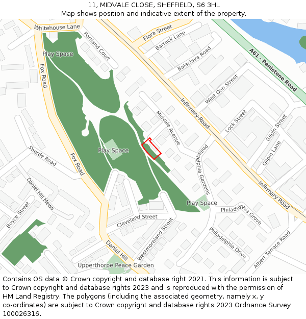 11, MIDVALE CLOSE, SHEFFIELD, S6 3HL: Location map and indicative extent of plot