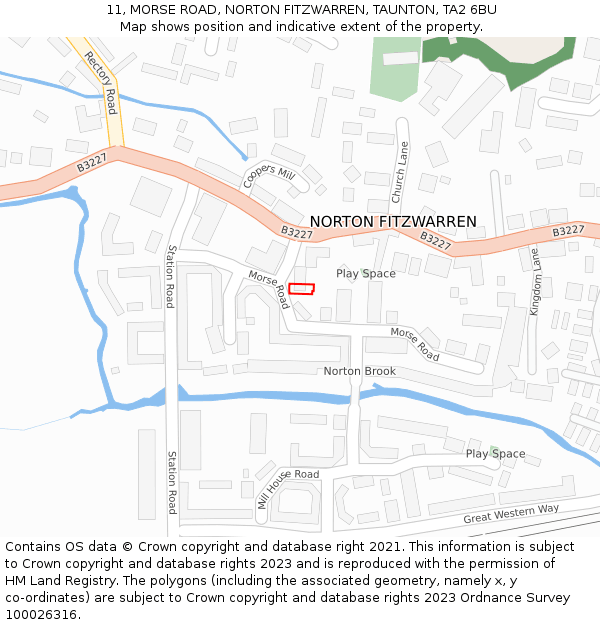 11, MORSE ROAD, NORTON FITZWARREN, TAUNTON, TA2 6BU: Location map and indicative extent of plot