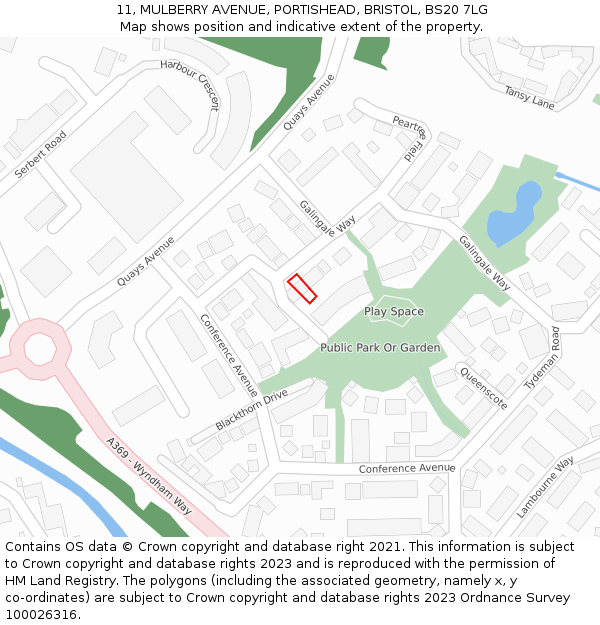 11, MULBERRY AVENUE, PORTISHEAD, BRISTOL, BS20 7LG: Location map and indicative extent of plot