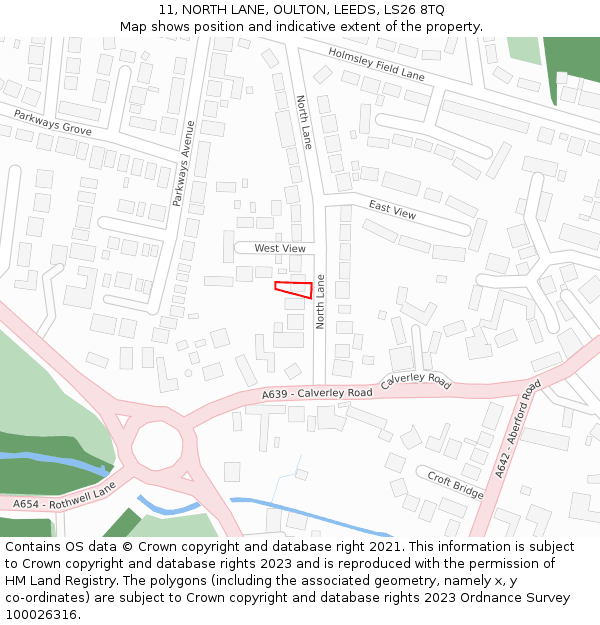 11, NORTH LANE, OULTON, LEEDS, LS26 8TQ: Location map and indicative extent of plot