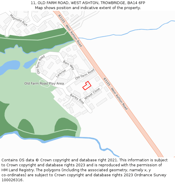 11, OLD FARM ROAD, WEST ASHTON, TROWBRIDGE, BA14 6FP: Location map and indicative extent of plot