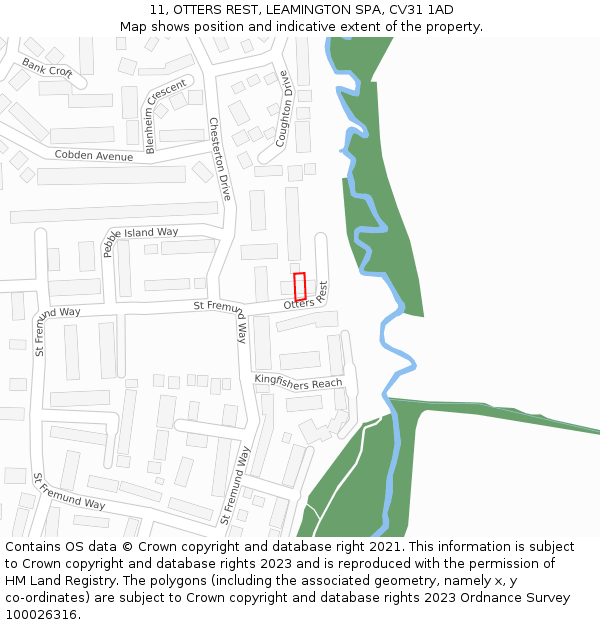 11, OTTERS REST, LEAMINGTON SPA, CV31 1AD: Location map and indicative extent of plot