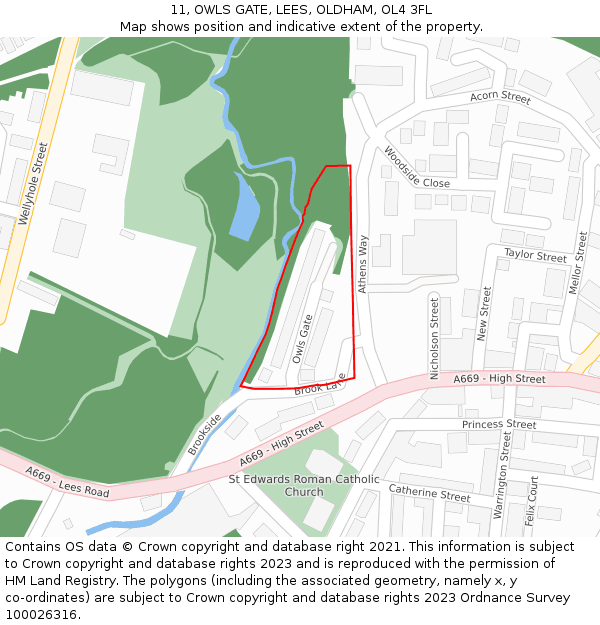 11, OWLS GATE, LEES, OLDHAM, OL4 3FL: Location map and indicative extent of plot